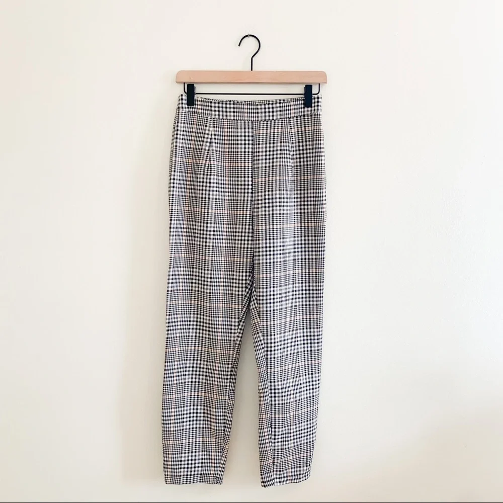 Boohoo‎ Classic Straight Leg Houndstooth Plaid Trouser  Pant 4